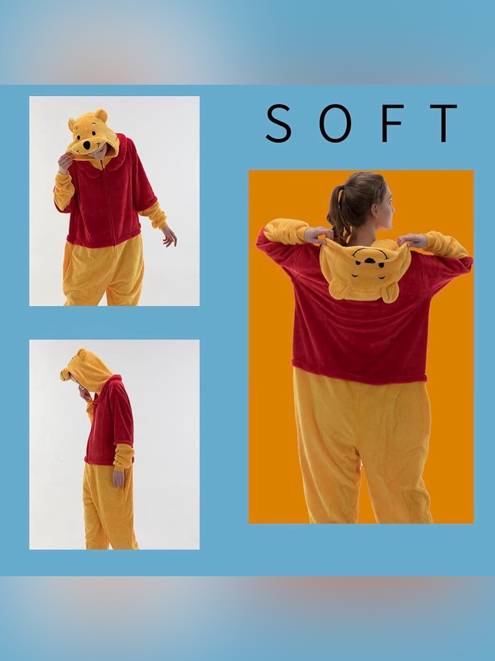 NWT COSUSKET Unisex Winnie the Pooh Onesie Pajama Costume Size Large - Picture 2 of 5